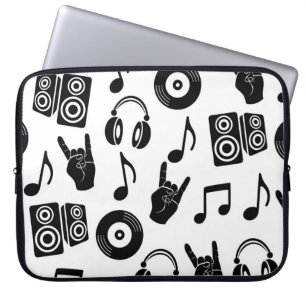 Muzikale Accessoires: Monochroom  Patroon. Laptop Sleeve