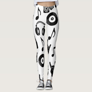 Muzikale Accessoires: Monochroom  Patroon. Leggings