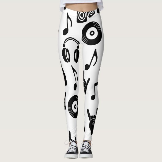 Muzikale Accessoires: Monochroom  Patroon. Leggings (Voorkant)