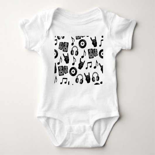 Muzikale Accessoires: Monochroom  Patroon. Romper (Voorkant)