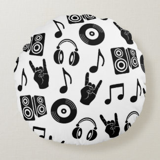 Muzikale Accessoires: Monochroom Patroon. Rond Kussen