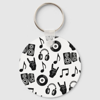 Muzikale Accessoires: Monochroom Patroon. Sleutelhanger