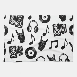 Muzikale Accessoires: Monochroom Patroon. Theedoek