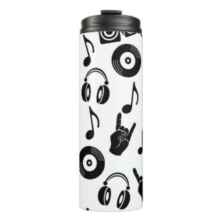 Muzikale Accessoires: Monochroom Patroon. Thermosbeker