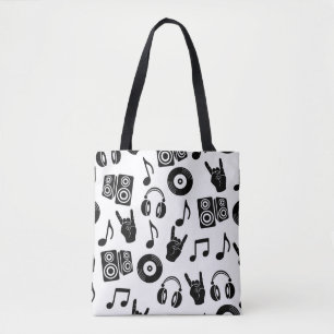 Muzikale Accessoires: Monochroom Patroon. Tote Bag