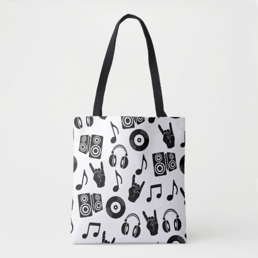 Muzikale Accessoires: Monochroom  Patroon. Tote Bag (Voorkant)
