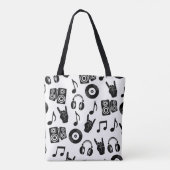Muzikale Accessoires: Monochroom  Patroon. Tote Bag (Achterkant)