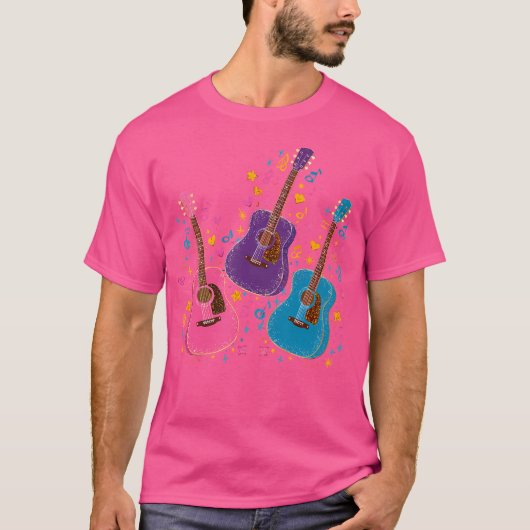 Muzikale akoestische gitaren t-shirt (Voorkant)