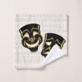 Muzikale Black & Gold Comedy en Tragedie Bad Handdoek (Wasdoekje)