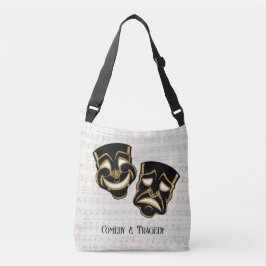 Muzikale Black & Gold Comedy en Tragedie Crossbody Tas