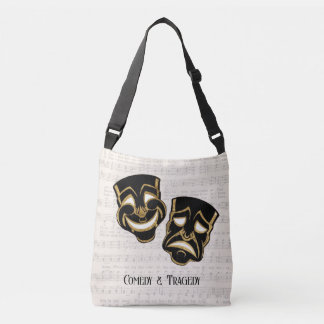 Muzikale Black & Gold Comedy en Tragedie Crossbody Tas