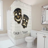 Muzikale Black & Gold Comedy en Tragedie Douchegordijn (In situ)