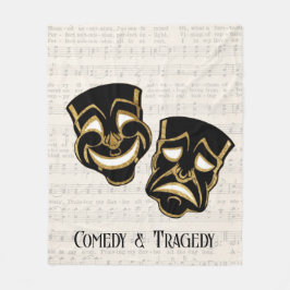 Muzikale Black & Gold Comedy en Tragedie Fleece Deken