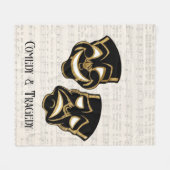 Muzikale Black & Gold Comedy en Tragedie Fleece Deken (Voorkant (Horizontaal))