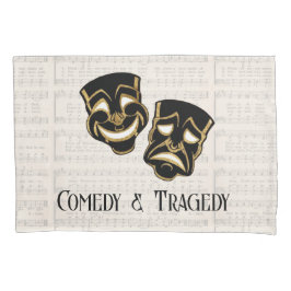 Muzikale Black & Gold Comedy en Tragedie Kussensloop