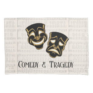Muzikale Black & Gold Comedy en Tragedie Kussensloop