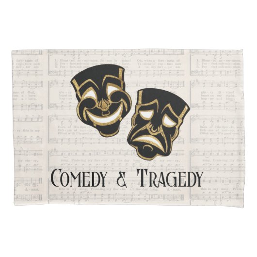 Muzikale Black & Gold Comedy en Tragedie Kussensloop (Voorkant)