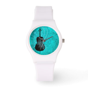 Muzikale Blauwgroen cello Horloge