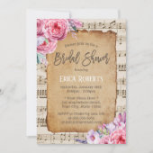 Muzikale Bruidsmeisjesfeest Vintage Bloemenmuziek Kaart (Voorkant)