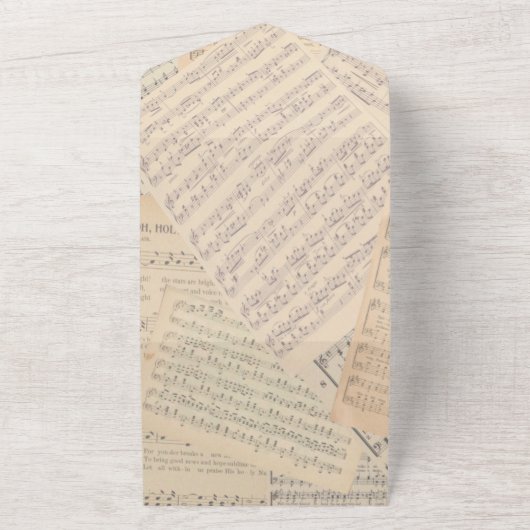 muzikale bruiloft all in one uitnodiging (Buitenkant)