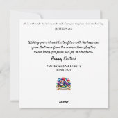 Muzikale Bunny Horn Pastel Bloemen Pasen Feestdagenkaart (Achterkant)