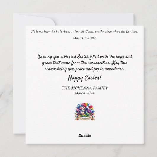 Muzikale Bunny Horn Pastel Bloemen Pasen Feestdagenkaart (Achterkant)