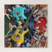 Muzikale collage: kleurrijke ritmische achtergrond legpuzzel (Horizontaal)