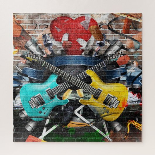 Muzikale collage: kleurrijke ritmische achtergrond legpuzzel (Verticaal)