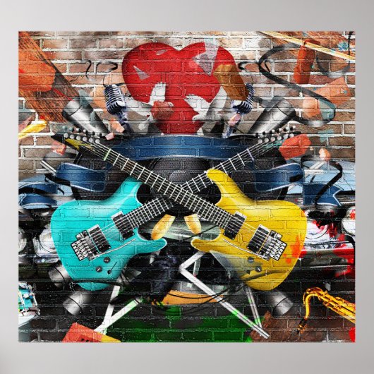 Muzikale collage: kleurrijke ritmische achtergrond poster (Voorkant)