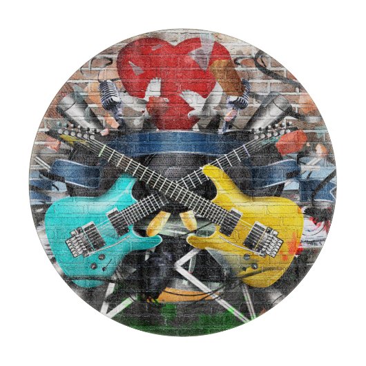 Muzikale collage: kleurrijke ritmische achtergrond snijplank (Voorkant)