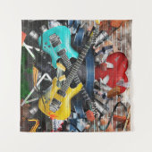 Muzikale collage: kleurrijke ritmische achtergrond wandkleed (Voorkant (horizontaal))