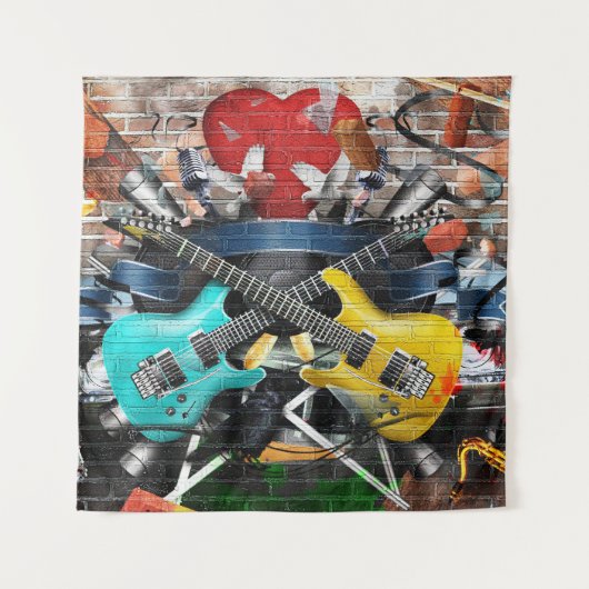 Muzikale collage: kleurrijke ritmische achtergrond wandkleed (Voorkant)