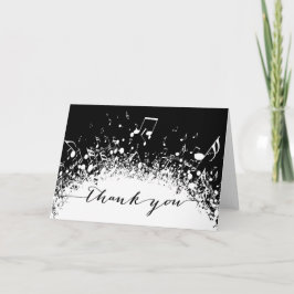 muzikale dank voor een zwarte en witte explosie bedankkaart