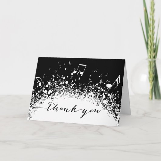 muzikale dank voor een zwarte en witte explosie bedankkaart (Voorkant)