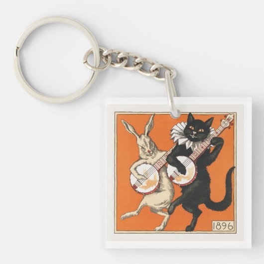 Muzikale Dansende Konijn en Kat Sleutelhanger (voorkant)