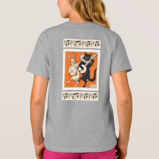 Muzikale Dansende Konijn en Kat T-shirt (Achterkant)