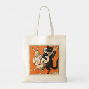 Muzikale Dansende Konijn en Kat Tote Bag