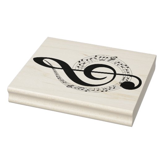 Muzikale Draaikolk & Vioolsleutel Houten Stempel (Stempel)