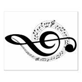 Muzikale Draaikolk & Vioolsleutel Houten Stempel (Afrduk)