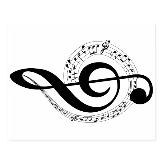 Muzikale Draaikolk & Vioolsleutel Houten Stempel (Afrduk)