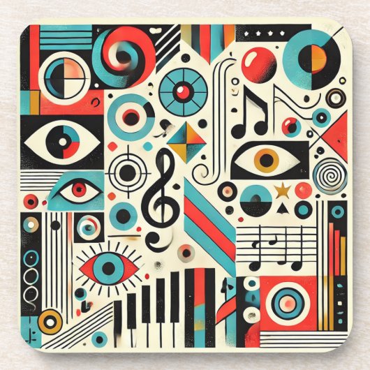 Muzikale en artistieke elementen bier onderzetter (Voorkant)