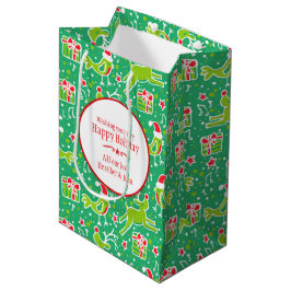 Muzikale gepersonaliseerde kerst groene geschenkta medium cadeauzakje