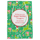 Muzikale gepersonaliseerde kerst groene geschenkta medium cadeauzakje (Voorkant)