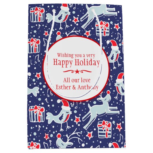 Muzikale gepersonaliseerde kerstcadeauzakken medium cadeauzakje (Voorkant)