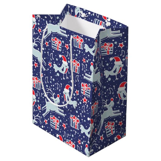 Muzikale gepersonaliseerde kerstcadeauzakken medium cadeauzakje (Achterkant Gekanteld)