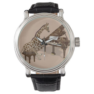 Muzikale Giraffe die Grote Piano spelen Horloge