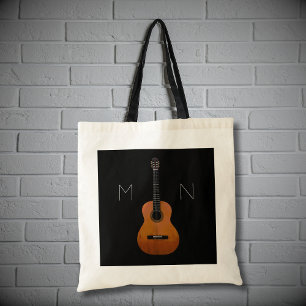 Muzikale gitaar Monogram Zwart Tote Bag