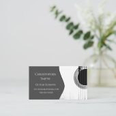 Muzikale gitaarlessen QR Code Modern Grey Visitekaartje (Staand voorkant)