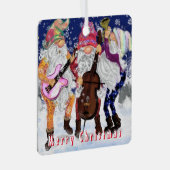 Muzikale Gnomes Kerstversiering Metalen Ornament (Voorkant Rechts)