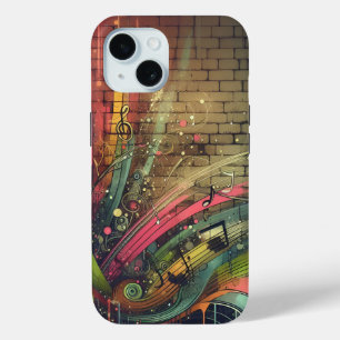 Muzikale graffiti iPhone 15 case